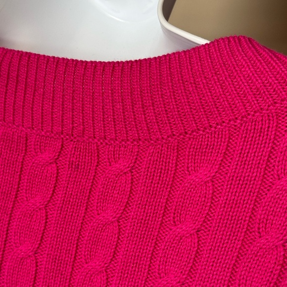 TALBOTS SWEATER. PETITE SMALL HOT PINK CABLE KNIT SWEATER. GREAT CONDITION - Picture 8 of 16
